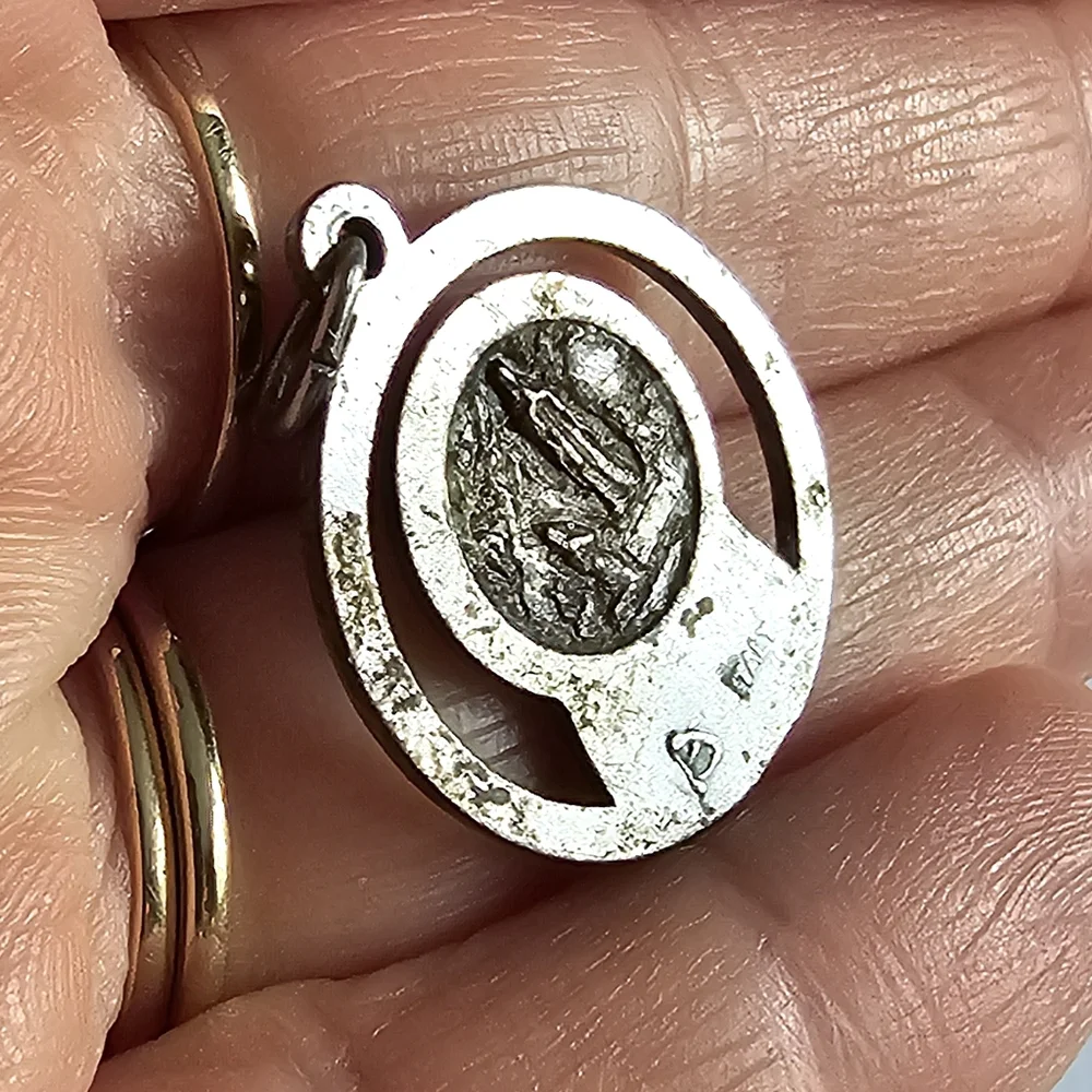 Vintage Lady of Lourdes Blessed Virgin Mary Medal pendant charm religious